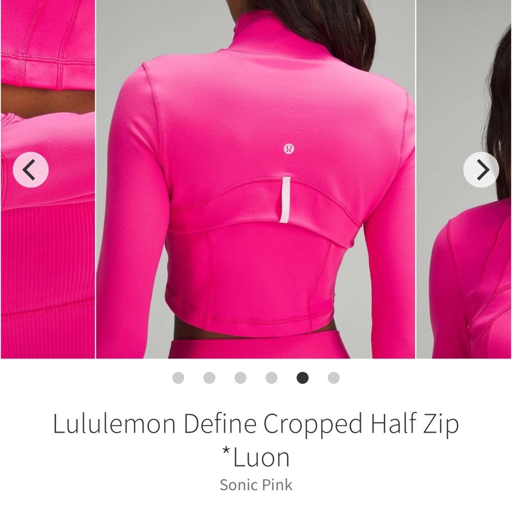 Lululemon Define cropped half zip jacket *Luon SONIC PINK Sz 12 Rare - Picture 5 of 13